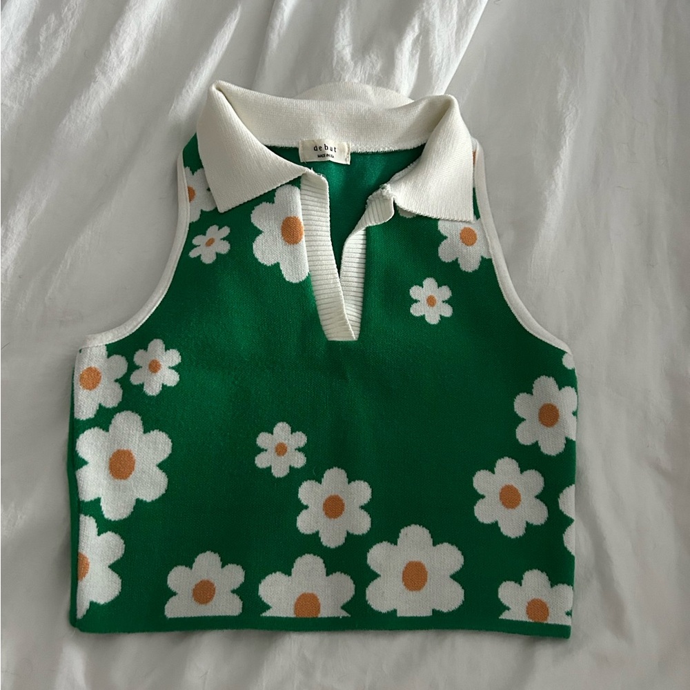 Debut Green Floral Crop Top